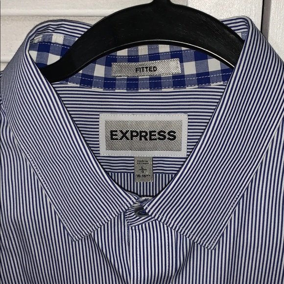 Express - Blue & White Striped Button Down Shirt - Picture 2 of 5